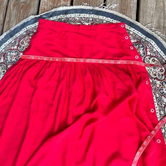 Vintage French Connection Hot Red Basque Waist Side Button down Midi Skirt - Picture 5 of 14